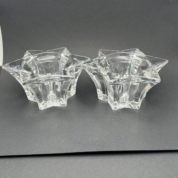 2 Vtg Villeroy & Boch Germany Lg Glass Star Votive Candle Holders Lucca 4.75" - Picture 14 of 16